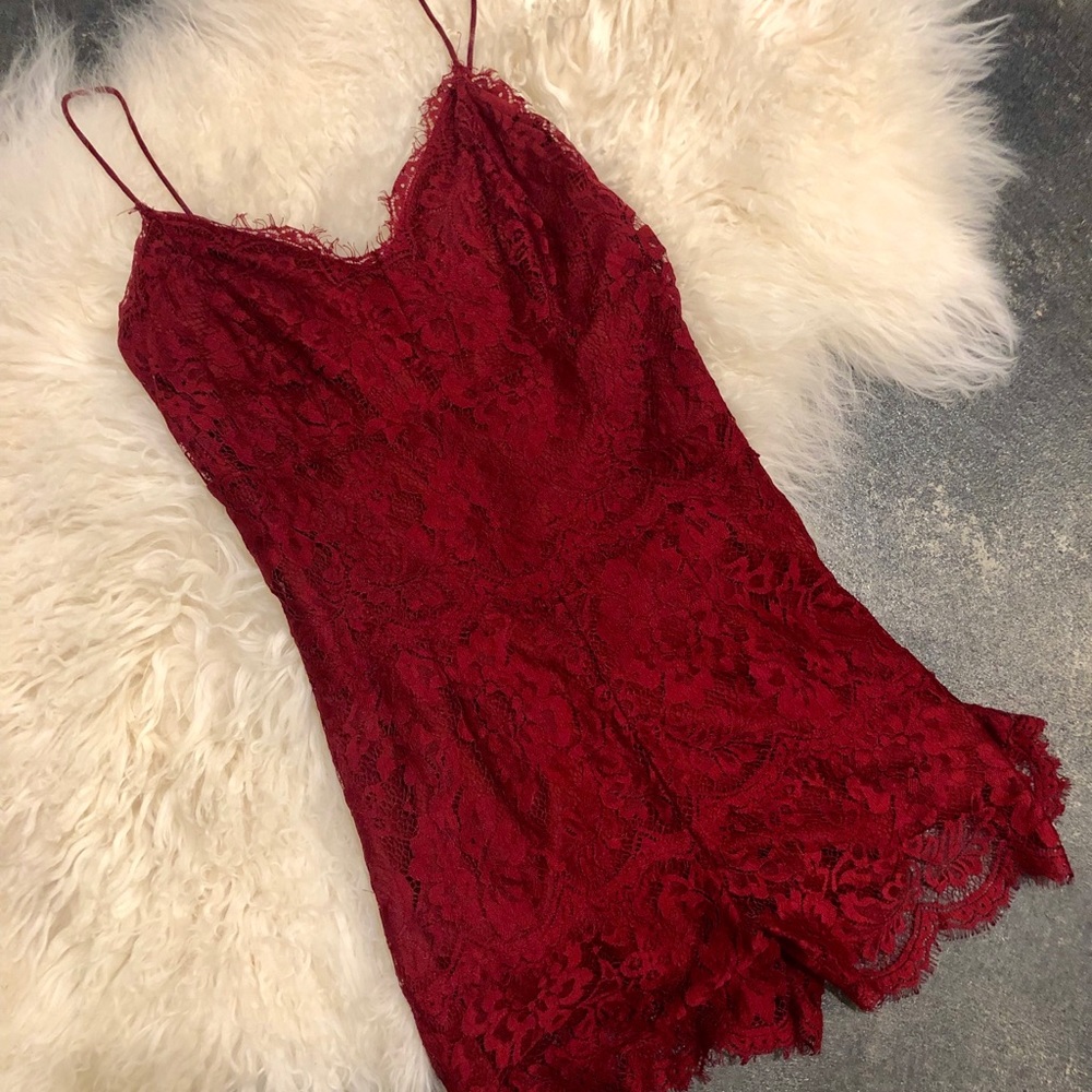 Mustard Seed Lace Red Romper